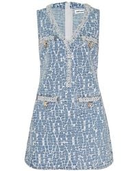 Self-Portrait - Embellished Denim Mini Dress - Lyst