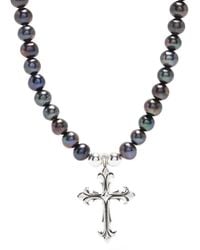 Emanuele Bicocchi - Pearl Necklace With Fleury Cross - Lyst