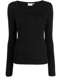 Calvin Klein - Ribbed-knit Scoop-neck Top - Lyst