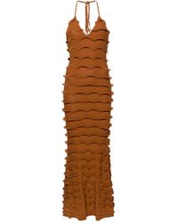 Blumarine - Ruffled Knitted Maxi Dress - Lyst