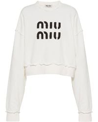 Miu Miu - Sudadera con logo bordado y efecto envejecido - Lyst