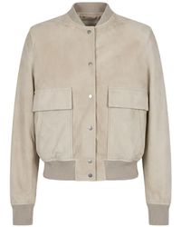 Salvatore Santoro - Chaqueta Bómber De Ante Con Cremallera - Lyst