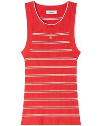 Sandro - Striped-Pattern Logo-Plaque Tank Top - Lyst