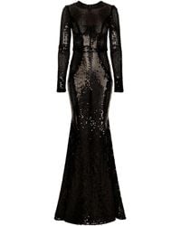 Dolce & Gabbana - Corset-detail Sequinned Gown - Lyst