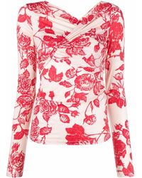 MSGM - Floral-Print Top - Lyst