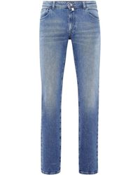 Billionaire - Halbhohe Straight-Leg-Jeans mit Wappenapplikation - Lyst