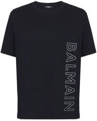 Balmain - T-shirt Met Logo-reliëf - Lyst