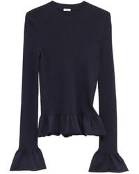Jil Sander - Ruffled Ribbed-Knit Sweater - Lyst
