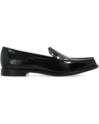 Emporio Armani - Icon Logo Detail Leather Loafers - Lyst