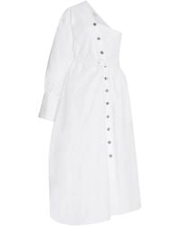 Rosetta Getty - Asymmetric One-Shoulder Midi Shirt Dress - Lyst