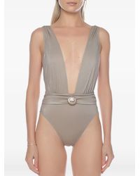 Gottex - Deep Plunge Shell-Embellished Swimsuit - Lyst