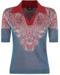 Etro - Paisley-Print Polo Shirt - Lyst