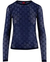 Pinko - Stretch Lace Sweater With Love Birds Logo Motif - Lyst