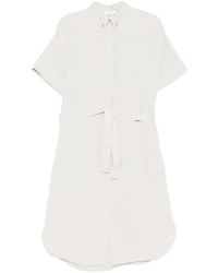Panicale - Belted Shirt Midi Dress - Lyst