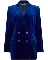 Alberta Ferretti - Double-Breasted Velvet Blazer - Lyst