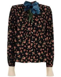 Valentino Garavani - Floral-Print Crepe Shirt - Lyst