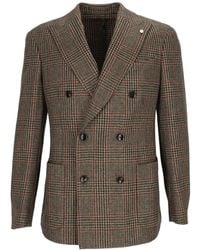 Luigi Bianchi - Blazer Croisé À Carreaux - Lyst