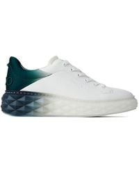 Jimmy Choo - Diamond Maxi Logo-embossed Leather And Woven Low-top Trainers - Lyst