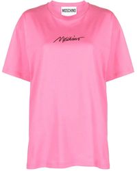 Moschino - Logo-Embroidered Cotton T-Shirt - Lyst