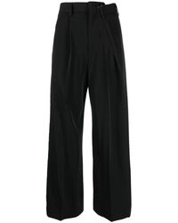 MM6 by Maison Martin Margiela - Pantaloni con coulisse neri in jersey spazzolato - Lyst