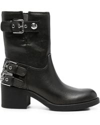Guess - Buckle-Detail Leather Boots - Lyst