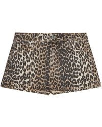 Ganni - Leopard-Print Shorts - Lyst