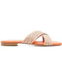 Casadei Olympo Flat Sandals in White | Lyst