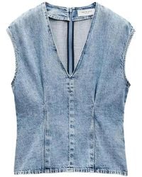 Rag & Bone - Ava V-Neck Denim Top - Lyst