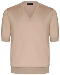 Dolce & Gabbana - T-shirt en soie à manches courtes - Lyst