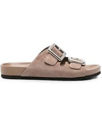 SERGIO MORETTI FIRENZE - Buckle-Fastening Suede Slippers - Lyst