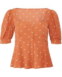 For Love & Lemons - Blouse Met Pofmouwen En Stippen - Lyst