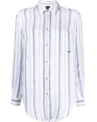 Fay - Vertical-Stripe Print Linen Shirt - Lyst