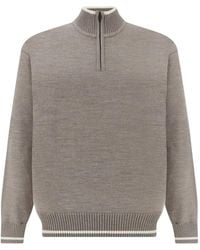 Paul & Shark - Half-Zip Striped-Trim Sweater - Lyst