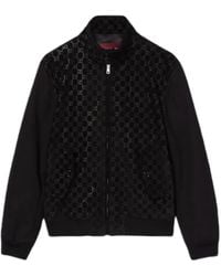 Gucci - Gg-Pattern Suede Bomber Jacket - Lyst