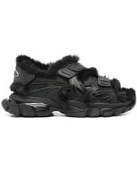 Balenciaga - Sandales Track En Fourrure Artificielle - Lyst