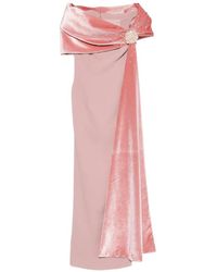 Jean Louis Sabaji - Embellished Draped Maxi Dress - Lyst