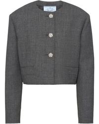 Prada - Crystal-Buttons Cropped Jacket - Lyst
