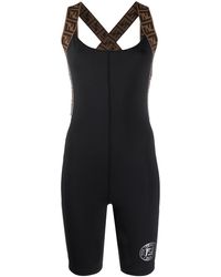 Fendi Playsuit Met Zucca Patroon - Zwart