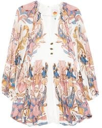 FARM Rio - Sea Garden Floral-Print Mini Dress - Lyst