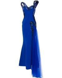 Gaby Charbachy - Metallic-Effect Draped Gown - Lyst