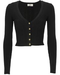 Elisabetta Franchi - Ribbed V-Neck Cardigan - Lyst