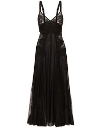 Dolce & Gabbana - Flared Midi-jurk Met Kanten Vlakken - Lyst