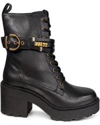Pinko - Buckle-Strap Lace-Up Ankle Boots - Lyst
