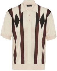 Prada - Argyle Knit Cashmere Polo Shirt - Lyst