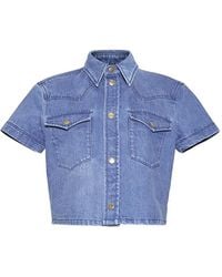 Cara Cara - Collared Denim Crop Top - Lyst