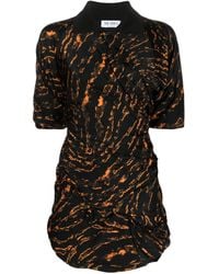 The Attico - Gerafftes Kleid mit abstraktem Print - Lyst