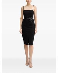 Guess - Floral-Appliqué Belted Midi Dress - Lyst
