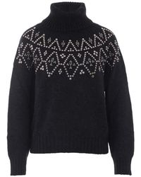 Alpha Studio - Stud-Embellished High-Neck Sweater - Lyst