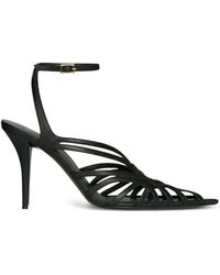 Balmain - Smooth-Leather Cage Sandals - Lyst
