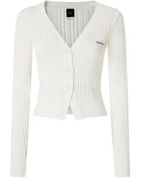 Pinko - Ribbed V-Neck Cardigan - Lyst